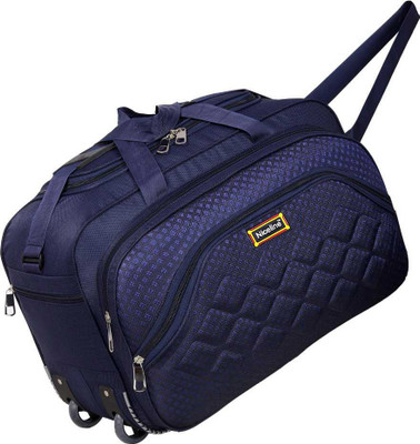 Nice Line (Expandable) 60 L Travel Duffel Bag With Roller Wheels For Both - Blue - Regular Capacity Duffel With Wheels (Strolley)