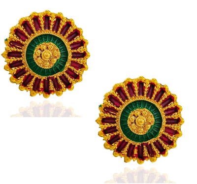 Saizen Traditional Ethnic Gold Plated Round Alloy Floral Stud Earring for Women & Girls Alloy Stud Earring
