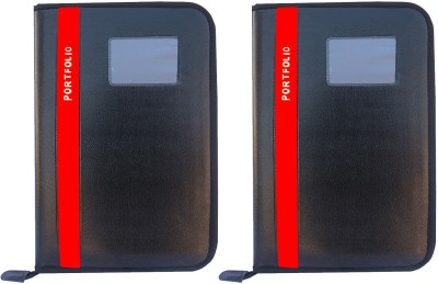 Kopila PU Leather File folder With 20 Leefs(Set Of 2, Red)