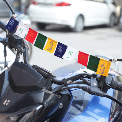 PARTY MIDLINKERZ Tibetian Buddhist Prayer Flags for Bike Rectangle Car Window Flag(Polyester)