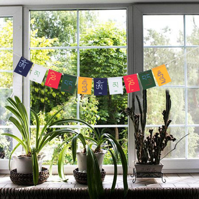 PARTY MIDLINKERZ Tibetan Prayer Flags for window Rectangle Outdoor Flag(Polyester)