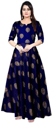 Parth Fashion Anarkali Gown(Blue)