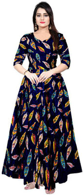 Parth Fashion Anarkali Gown(Blue)