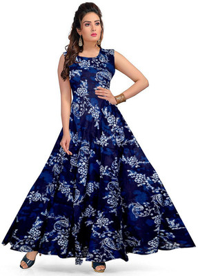 Parth Fashion Anarkali Gown(Blue)