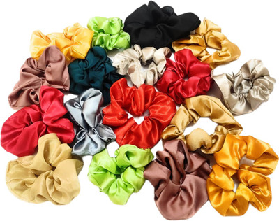 SAMYAK Silk Satin Stylish and Beautiful Scrunchies , Pack of 20 Rubber Band(Multicolor)