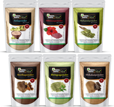 Online Quality Store Reetha + Amla + Shikakai + Bhringraj + Hibiscus + Mehandi_300g(300 g)