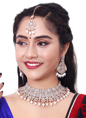 VATSALYA creation Alloy Gold-plated Rose Gold, White Jewellery Set(Pack of 1)