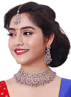 VATSALYA creation Alloy Gold-plated Grey Jewellery Set(Pack of 1)