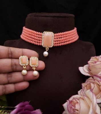 Laksh Alloy Gold-plated Orange Jewellery Set(Pack of 1)