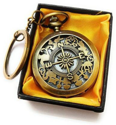 Daiyamondo Gandhi Watch Compass Theme Designer Pocket Watch Clock Key Chain Gandhi Style Key Chain
