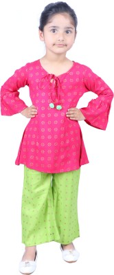 stylestorm Girls Solid A-line Kurta(Pink)