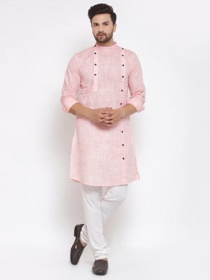 Klotthe Men Solid A-line Kurta(Pink)