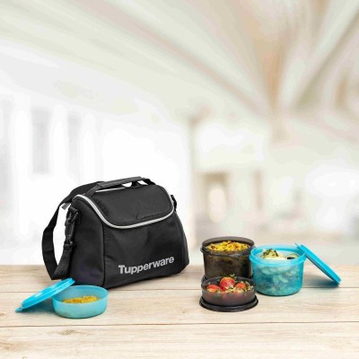 s.m.mart Tupperware Cosmo Lunch Set Black 4 Containers Lunch Box(1100 ml)