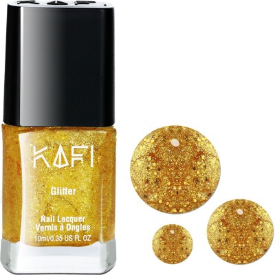 KAFI Glitter Nail Polish- Long lasting, Non Toxic, High Shine, Vegan, 10 Free Formula, SalonPro - (Gold Glitter ) Bride Me - Nail Art