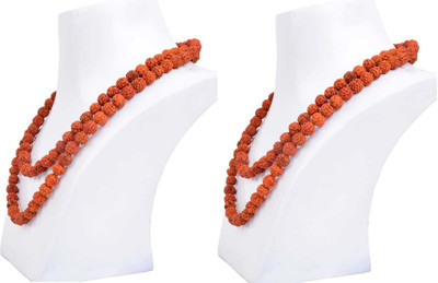 Janki Retails Original 5 Mukhi Rudraksha Natural 9mm Beads Japa Mala 108 Beads Wood Chain Wood Wood Chain