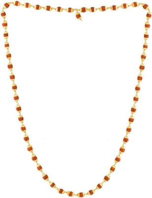 kripa Origional 6mm Natural Rudraksha Japa Mala Wood Chain Gold-plated Plated Wood Chain