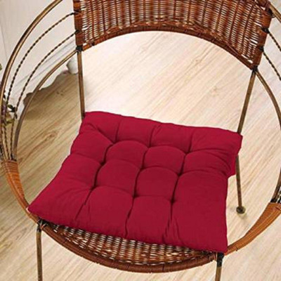 rakhi home décor Polyester Fibre Chair Pad Pack of 2 Solid(Maroon)