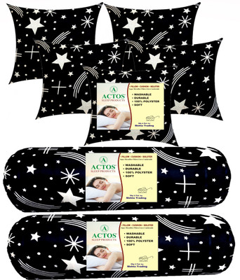 ACTOS Microfibre Geometric Bolster Pack of 7(Black, White)