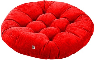 Coozly Polyester Fibre Polka Floor Cushion Pack of 1(Red)