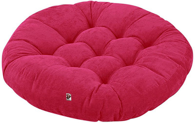 Coozly Polyester Fibre Floor Cushion Pack of 1 Polka(Fuschia)