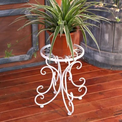 Dime Store Plant Stand Flower Pot Stand White Plant Container Set(Pack of 2, Metal)