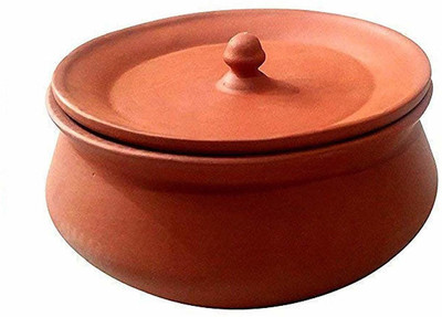 hc the crafts curd pot Handi 0.7 L with Lid(Earthenware, Induction Bottom)