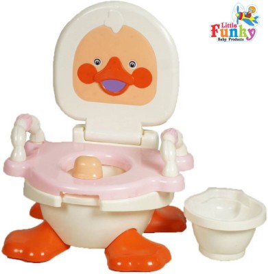 Little Funky Duck Potty Training Seat with Removable Bowl ,Closable Cover & Handel Potty Seat(Pink)