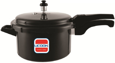 UCOOK Pentola DLX Black Plus Outer Lid Hard Anodised 5 L Outer Lid Induction Bottom Pressure Cooker(Hard Anodized)