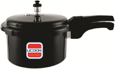 UCOOK Pentola DLX Black Plus Outer Lid Hard Anodised 3 L Outer Lid Induction Bottom Pressure Cooker(Hard Anodized)
