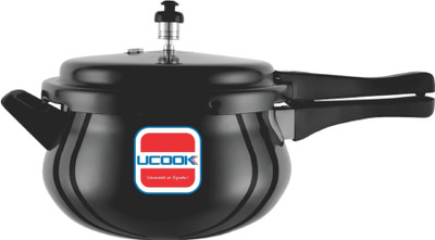 UCOOK Big Belly O Plus Hard Anodised Handi Shape Outer Lid 5.5 L Inner Lid Induction Bottom Pressure Cooker(Hard Anodized)