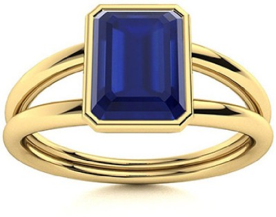 KUNDLI GEMS Blue Sapphire Ring Natural stone Precious Neelam Certified and Astrological Purpose for unisex Stone Sapphire Gold Plated Ring