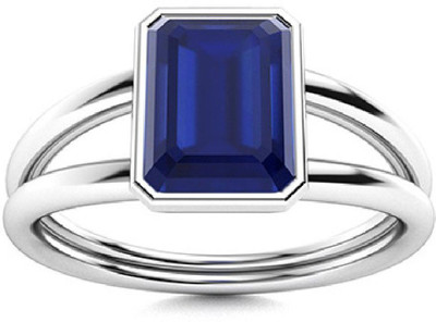KUNDLI GEMS Blue Sapphire Ring Natural stone Precious Neelam Certified and Astrological Purpose for unisex Stone Sapphire Silver Plated Ring