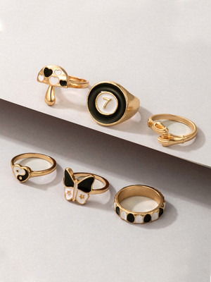 YELLOW CHIMES Gold Plated Midi finger Stack Knuckle Rings Set Alloy Gold Plated Knuckle Ring