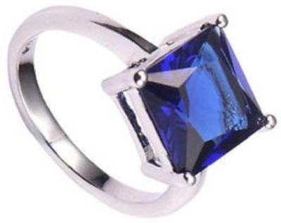 KUNDLI GEMS Blue Sapphire Ring Natural stone Precious Neelam Certified and Astrological Purpose for unisex Stone Sapphire Silver Plated Ring