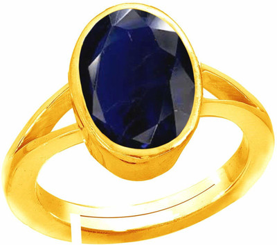 Akshita gems 10.00 Carat AAA+ Quality Natural Blue Sapphire Neelam Silver Plated Adjustable Brass Sapphire Rhodium Plated Ring