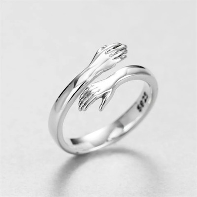 SUMANYA Hug ring for girls couples men women adjustable couple in silver valentine gift Alloy Ring
