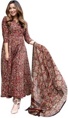 MV FASHION Floral Print Anarkali Kurta, Bottom & Dupatta Set