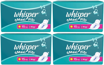 Whisper Maxi Fit L wings ( 15+15+15+15 pads ) Sanitary Pad (Pack of 60)