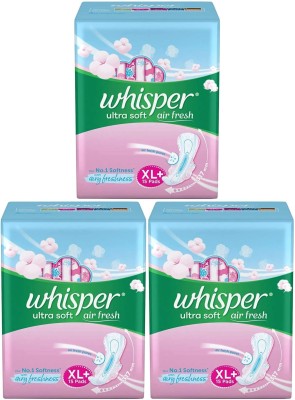 Whisper ultra Soft air fresh XL+ ( 15+15+15 pads ) Sanitary Pad  (Pack of 45)