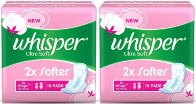 Whisper ultra Soft XL wings ( 15+15 pads ) Sanitary Pad (Pack of 2)