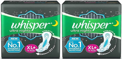 Whisper ultra nights XL+ ( 15+15 pads ) Sanitary Pad (Pack of 2)