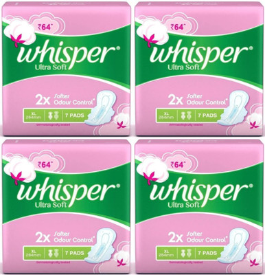 Whisper Ultra Soft XL ( 7+7+7+7 pads ) Sanitary Pad (Pack of 21)