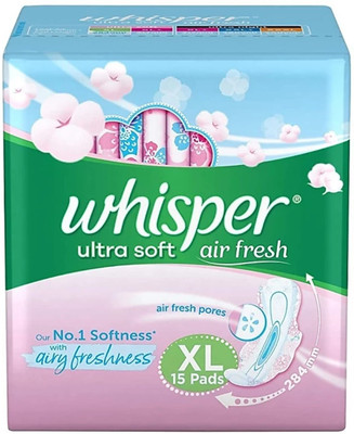 Whisper ultra Soft air fresh XL ( 15 pads ) Sanitary Pad (Pack of 15)