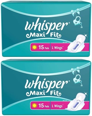 Whisper Maxi Fit L wings ( 15+15 pads ) Sanitary Pad  (Pack of 30)