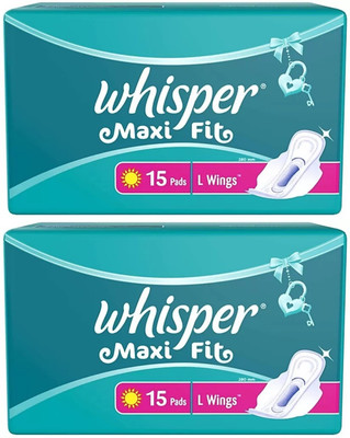 Whisper Maxi Fit L wings ( 15+15 pads ) Sanitary Pad (Pack of 30)