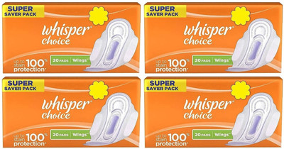 Whisper Choice Regular ( 20+20+20+20 pads ) Sanitary Pad (Pack of 4)