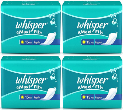 Whisper Maxi Fit Regular ( 15+15+15+15 pads ) Sanitary Pad (Pack of 60)