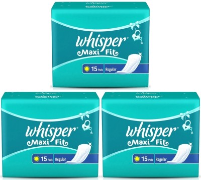 Whisper Maxi Fit Regular ( 15+15+15 pads ) Sanitary Pad  (Pack of 45)