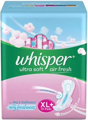 Whisper ultra Soft air fresh XL+ ( 15 pads ) Sanitary Pad  (Pack of 15)