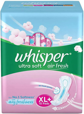 Whisper ultra Soft air fresh XL+ ( 15 pads ) Sanitary Pad (Pack of 15)